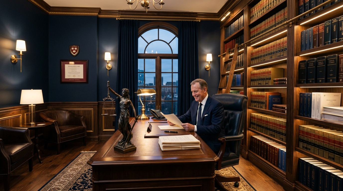Gabinete e biblioteca jurídica do escritório Callegaretti & Lima